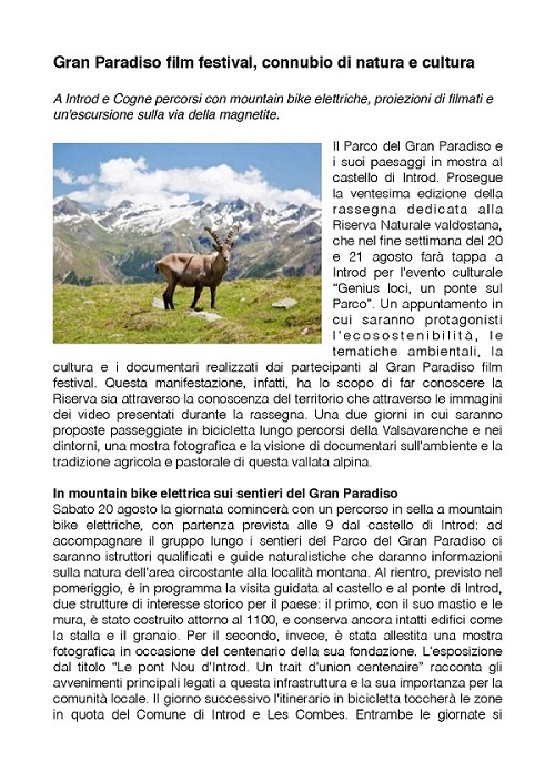 2016-08-16 blastingnews Gran Paradiso film festival, connubio di natura e cultura